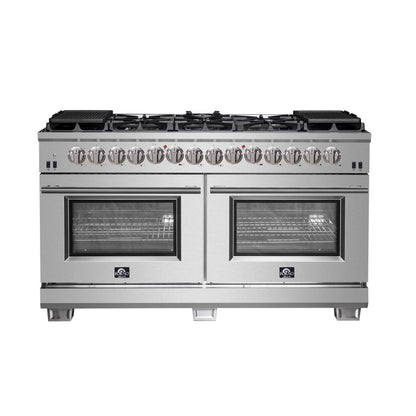 Forno Capriasca 60 in. Freestanding Dual Fuel Range, 8.64 cu. ft., 10 Sealed Burners, Stainless Steel (Model FFSGS6187-60)