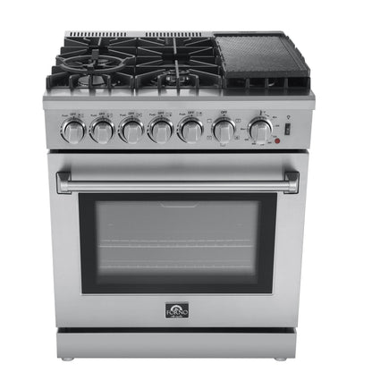 Forno Lazio 30 in. 4.32 cu. ft. Freestanding Dual Fuel Range with 5 Sealed Burners, Stainless Steel (Model FFSGS6196-30)