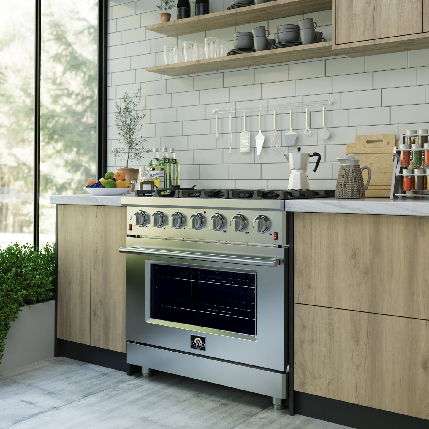 FORNO Massimo 36 in. Freestanding Gas Range, 5.36 cu. ft. Oven, 6 Sealed Burners, Stainless Steel (Model FFSGS6239-36)