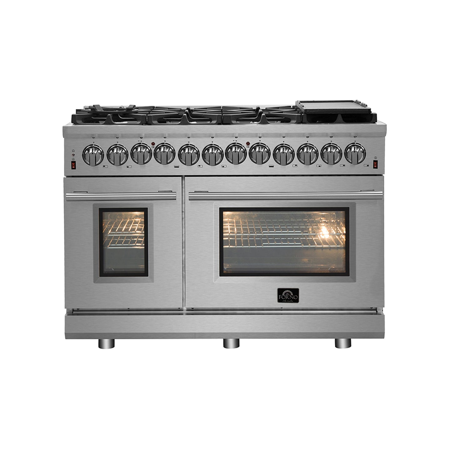 Forno Massimo 48 in. Freestanding Gas Range with 8 Sealed Burners, 6.58 cu. ft. Oven, Stainless Steel (FFSGS6239-48)