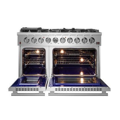 FORNO Appliance Package - 48" Gas Range, Range Hood, 60" Refrigerator, AP-FFSGS6239-48-6
