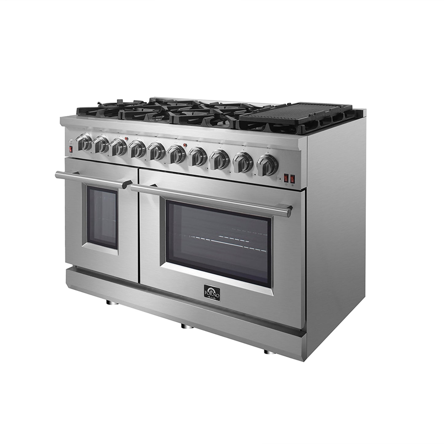 FORNO Appliance Package - 48" Gas Range, Range Hood, 60" Refrigerator, AP-FFSGS6239-48-6