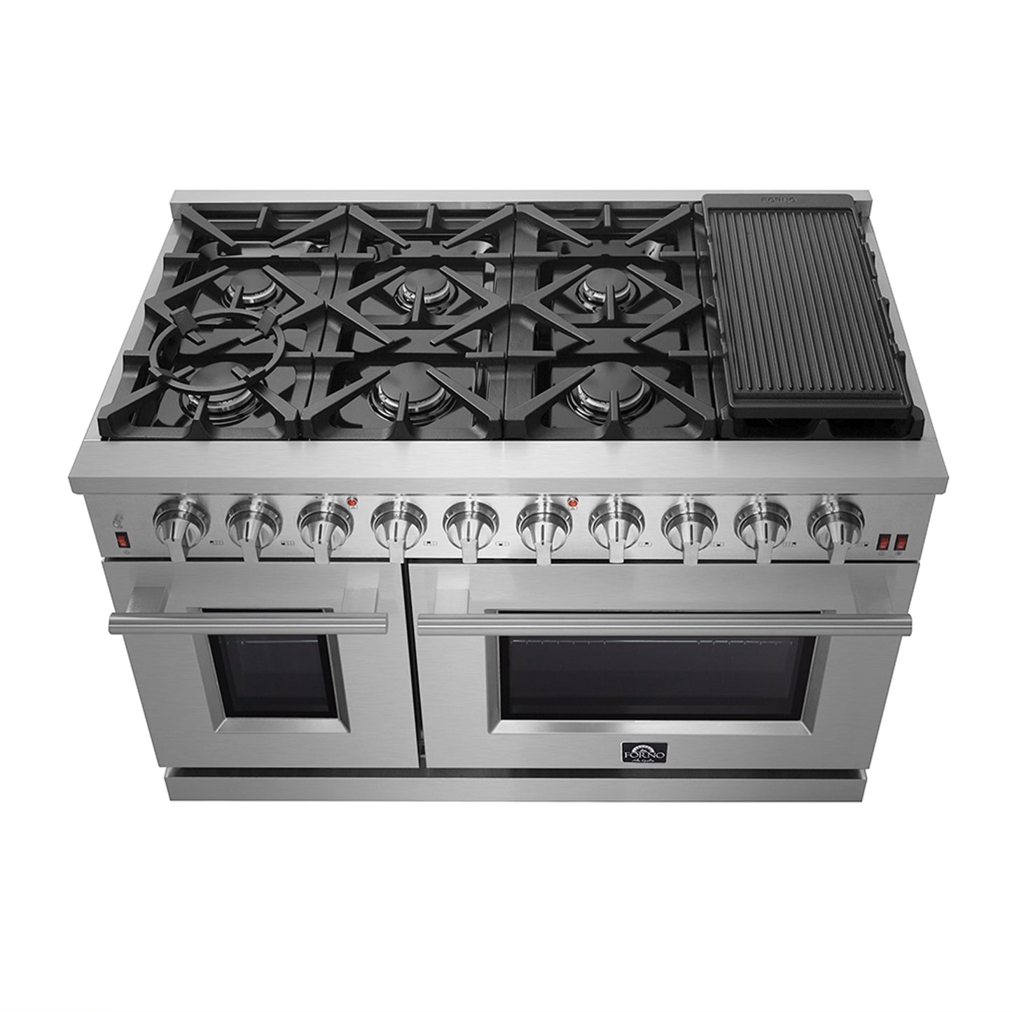 FORNO Appliance Package - 48" Gas Range, Range Hood, 60" Refrigerator, AP-FFSGS6239-48-6