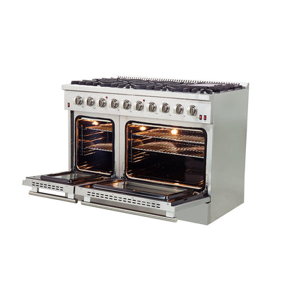 Forno Galiano 48-Inch Gas Range, 6.58 cu ft Oven, 8 Sealed Burners, Stainless Steel (Model FFSGS6244-48)