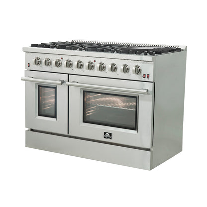Forno Galiano 48-Inch Gas Range, 6.58 cu ft Oven, 8 Sealed Burners, Stainless Steel (Model FFSGS6244-48)