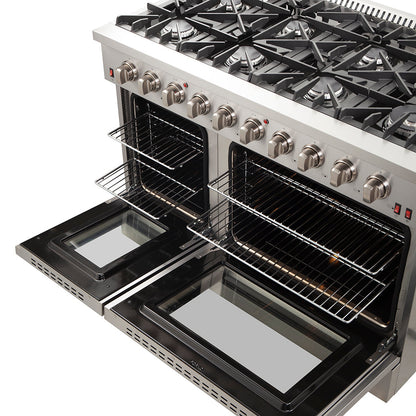 Forno Galiano 48-Inch Gas Range, 6.58 cu ft Oven, 8 Sealed Burners, Stainless Steel (Model FFSGS6244-48)