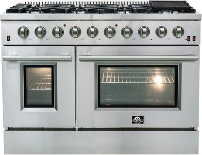 FORNO Appliance Package - 48" Gas Range, 36" Refrigerator, Microwave Drawer, Dishwasher, AP-FFSGS6244-48-25