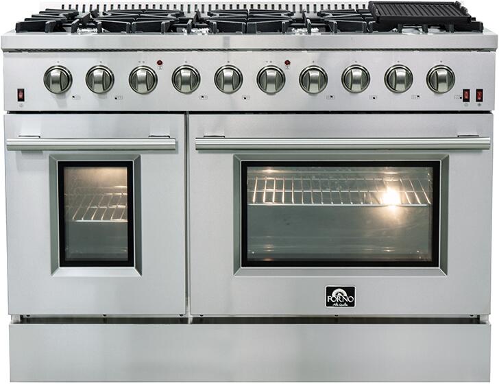 FORNO Appliance Package- 48 Inch Gas Range, Wall Mount Range Hood, AP-FFSGS6244-48