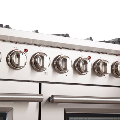 FORNO Capriasca 48 in. Freestanding Gas Range, 6.58 cu. ft., 8 Sealed Burners, Stainless Steel (Model FFSGS6260-48)