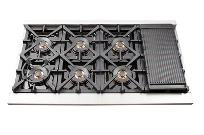 FORNO Capriasca 48 in. Freestanding Gas Range, 6.58 cu. ft., 8 Sealed Burners, Stainless Steel (Model FFSGS6260-48)
