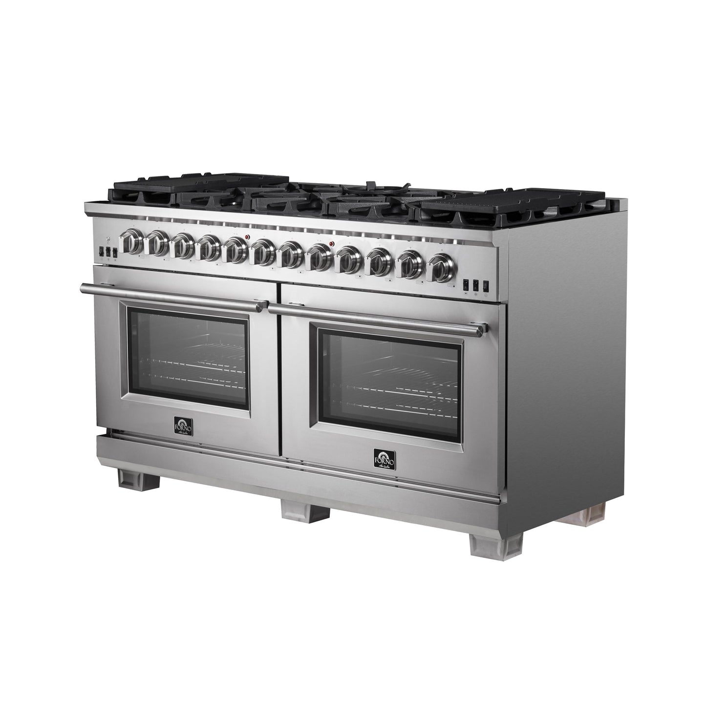 Forno Capriasca 60-Inch Freestanding Gas Range with 10 Burners, 8.64 cu. ft., Stainless Steel (Model FFSGS6260-60)