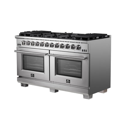 Forno Capriasca 60-Inch Freestanding Gas Range with 10 Burners, 8.64 cu. ft., Stainless Steel (Model FFSGS6260-60)