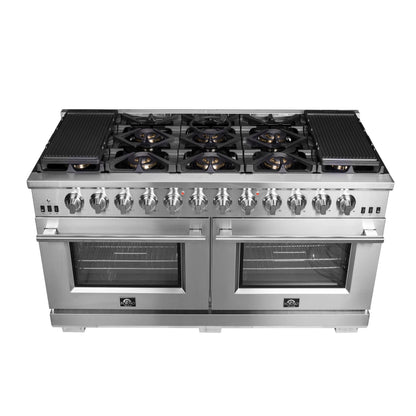 Forno Capriasca 60-Inch Freestanding Gas Range with 10 Burners, 8.64 cu. ft., Stainless Steel (Model FFSGS6260-60)