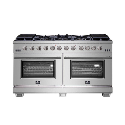 Forno Capriasca 60-Inch Freestanding Gas Range with 10 Burners, 8.64 cu. ft., Stainless Steel (Model FFSGS6260-60)
