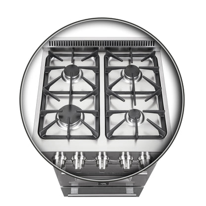 Forno Breno 24 in. Freestanding Gas Range, 2.3 cu. ft., 4 Sealed Burners, Storage Drawer, Stainless Steel (Model FFSGS6272-24)