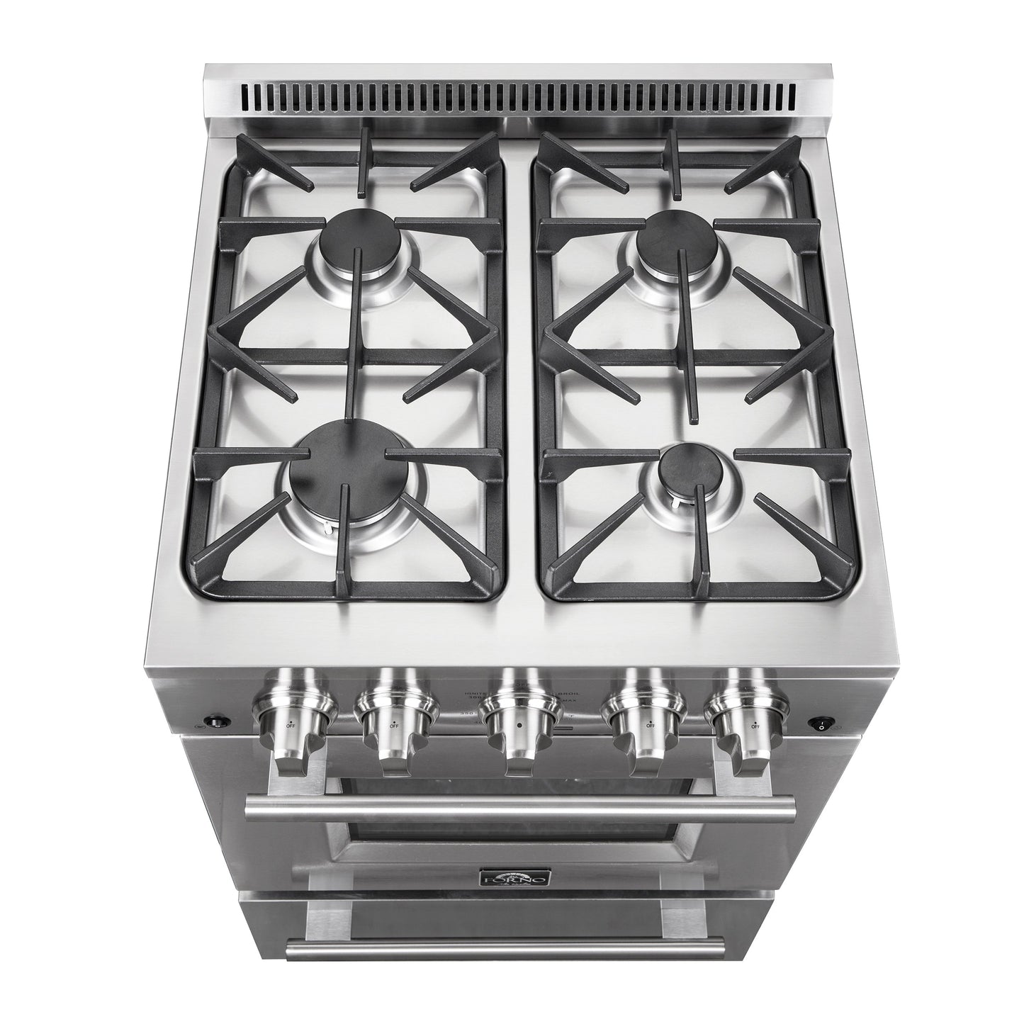 Forno Breno 24 in. Freestanding Gas Range, 2.3 cu. ft., 4 Sealed Burners, Storage Drawer, Stainless Steel (Model FFSGS6272-24)