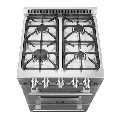 Forno Breno 24 in. Freestanding Gas Range, 2.3 cu. ft., 4 Sealed Burners, Storage Drawer, Stainless Steel (Model FFSGS6272-24)