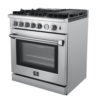 Forno Lazio 30 in. 4.3 cu. ft. Freestanding Gas Range with 5 Sealed Burners, Air Fry Function, Griddle, Stainless Steel (Model FFSGS6276-30)