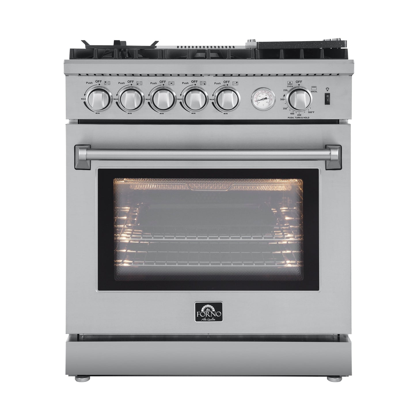 FORNO Appliance Package - 30" Gas Range with Airfryer, Range Hood, 36" Refrigerator, Dishwasher, AP-FFSGS6276-30-11