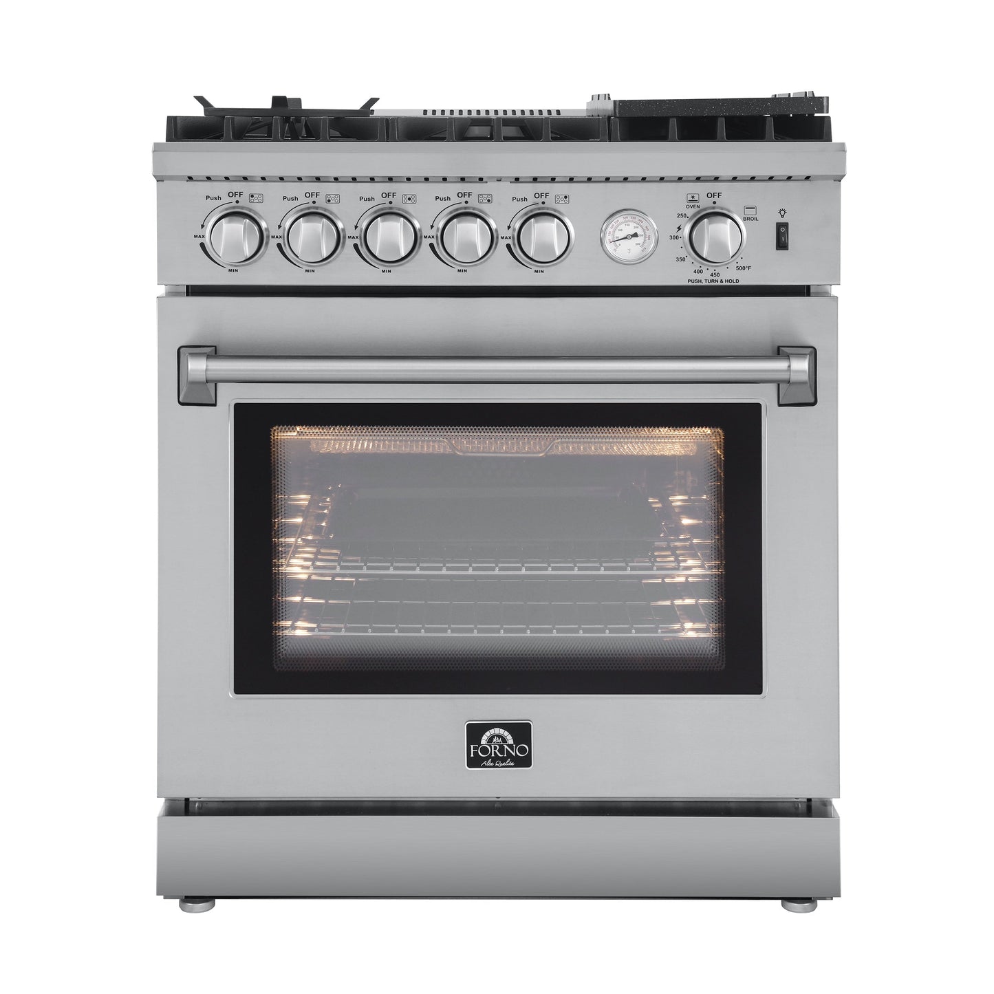 Forno Lazio 30 in. 4.3 cu. ft. Freestanding Gas Range with 5 Sealed Burners, Air Fry Function, Griddle, Stainless Steel (Model FFSGS6276-30)