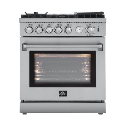 Forno Lazio 30 in. 4.3 cu. ft. Freestanding Gas Range with 5 Sealed Burners, Air Fry Function, Griddle, Stainless Steel (Model FFSGS6276-30)