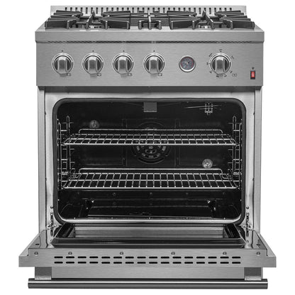 Forno Marco 30-Inch Gas Range with 4 Burners, Built-In Temperature Gauge, 4.32 cu. ft. Oven – Model FFSGS6277-30