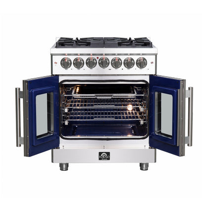 Forno Massimo 30 in. 4.32 cu. ft. Freestanding French Door Dual Fuel Range with 5 Sealed Burners (FFSGS6325-30)