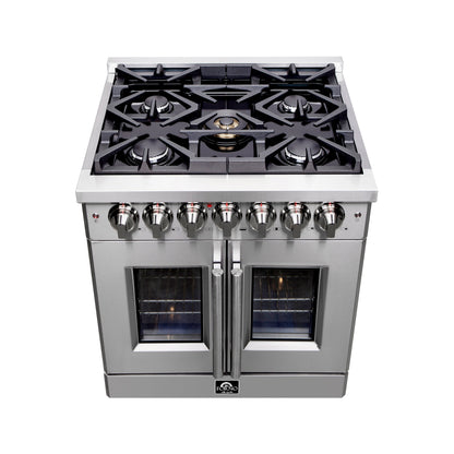 Forno Massimo 30 in. 4.32 cu. ft. Freestanding French Door Dual Fuel Range with 5 Sealed Burners (FFSGS6325-30)