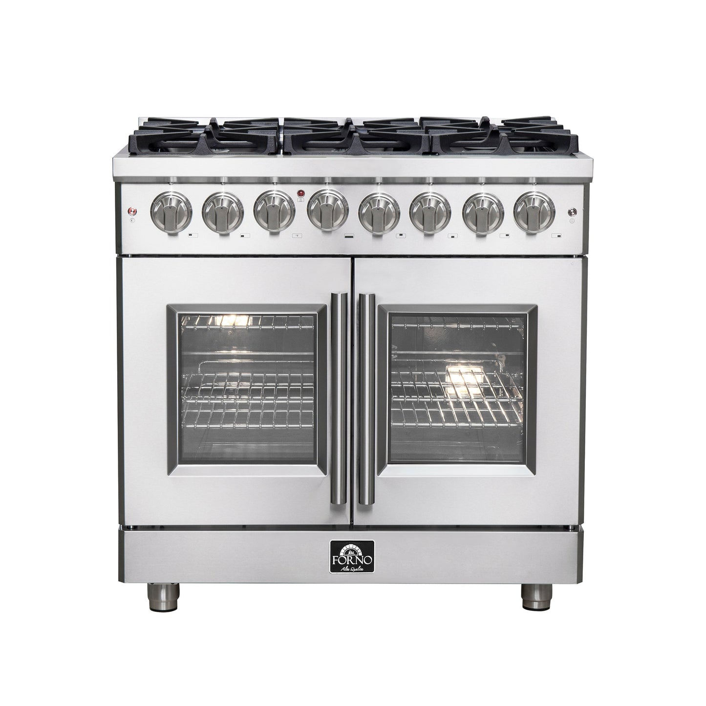 Forno Massimo 36 in. Freestanding French Door Dual Fuel Range with 6 Burners, 5.36 cu. ft. Oven (FFSGS6325-36)