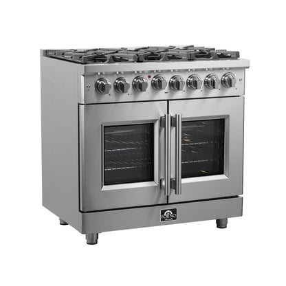 Forno Massimo 36 in. Freestanding French Door Dual Fuel Range with 6 Burners, 5.36 cu. ft. Oven (FFSGS6325-36)