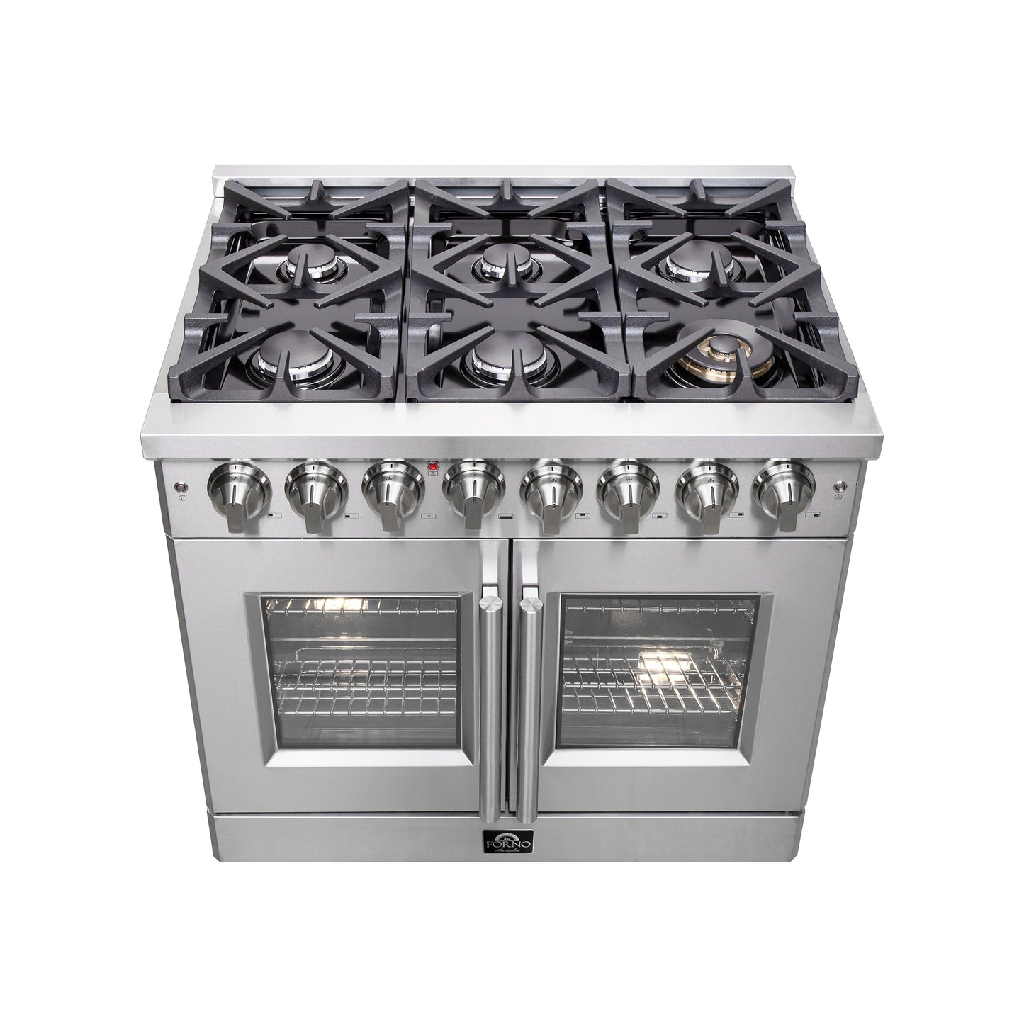 Forno Massimo 36 in. Freestanding French Door Dual Fuel Range with 6 Burners, 5.36 cu. ft. Oven (FFSGS6325-36)