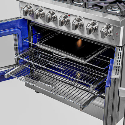 Forno Massimo 36 in. 5.36 cu. ft. Freestanding French Door Gas Range with 6 Sealed Burners in Stainless Steel (FFSGS6439-36)