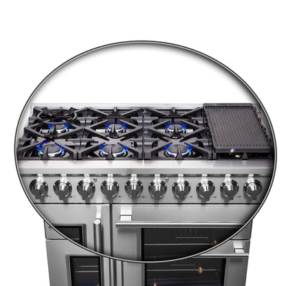 FORNO Massimo 48 in. Freestanding French Door Gas Range, 6.58 cu. ft. Oven, 8 Burners (Model FFSGS6439-48)