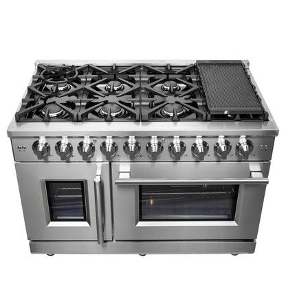 FORNO Massimo 48 in. Freestanding French Door Gas Range, 6.58 cu. ft. Oven, 8 Burners (Model FFSGS6439-48)