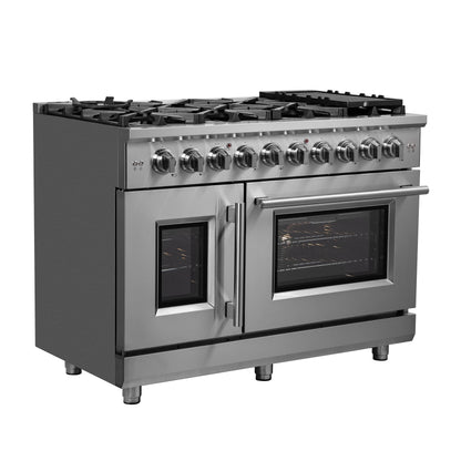 FORNO Massimo 48 in. Freestanding French Door Gas Range, 6.58 cu. ft. Oven, 8 Burners (Model FFSGS6439-48)