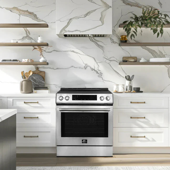 FORNO Espresso Package - 30" Induction Range and 46.8" Refrigerator in Stainless Steel, FBDL-008-01CAUS
