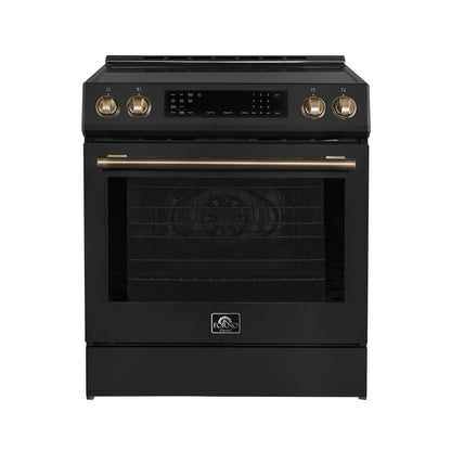 Forno Donatello Espresso 30-Inch Induction Range, 5.0 cu. ft., Air Fry, Self-Clean, Black with Stainless Steel Handles (FFSIN0905-30BLK)