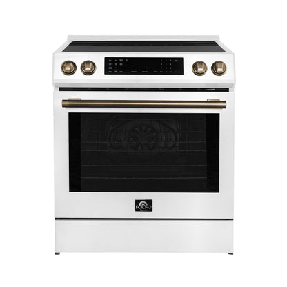 Forno Donatello Espresso 30-Inch Induction Range, 5.0 cu. ft., White, Air Fry, Self-Clean, Stainless Steel Handles (Model FFSIN0905-30WHT)