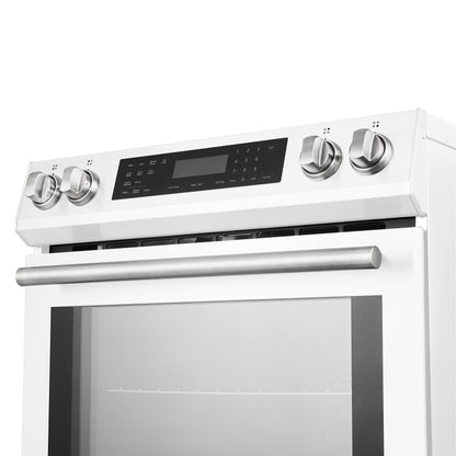Forno Donatello Espresso 30 in. Induction Range, 5.0 cu. ft. Oven, Air Fry & Self-Clean, White with Stainless Steel Handles (Model FFSIN0905-30WHT)