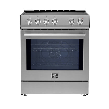 Forno Espresso Leonardo 30-Inch Freestanding Induction Range with Knob Controls, 5.0 cu. ft. Oven Capacity, Stainless Steel with Stainless Steel Accents (Model FFSIN0982-30)