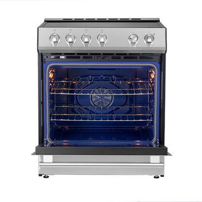 Forno Espresso Leonardo 30-Inch Freestanding Induction Range with Knob Controls, 5.0 cu. ft. Oven Capacity, Stainless Steel with Stainless Steel Accents (Model FFSIN0982-30)
