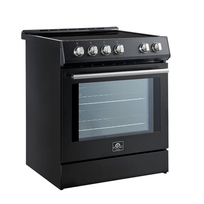 Forno Espresso Leonardo 30-Inch Freestanding Induction Range, 5.0 cu. ft., Black with Stainless Steel Accents (Model FFSIN0982-30BLK)