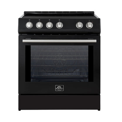 Forno Espresso Leonardo 30-Inch Freestanding Induction Range, 5.0 cu. ft., Black with Stainless Steel Accents (Model FFSIN0982-30BLK)