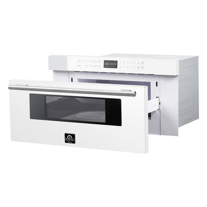 FORNO Capoliveri 30-Inch Built-In Microwave Drawer, 1.2 cu. ft., White with Stainless Steel Handles (Model FMWDR3000-30WHT)