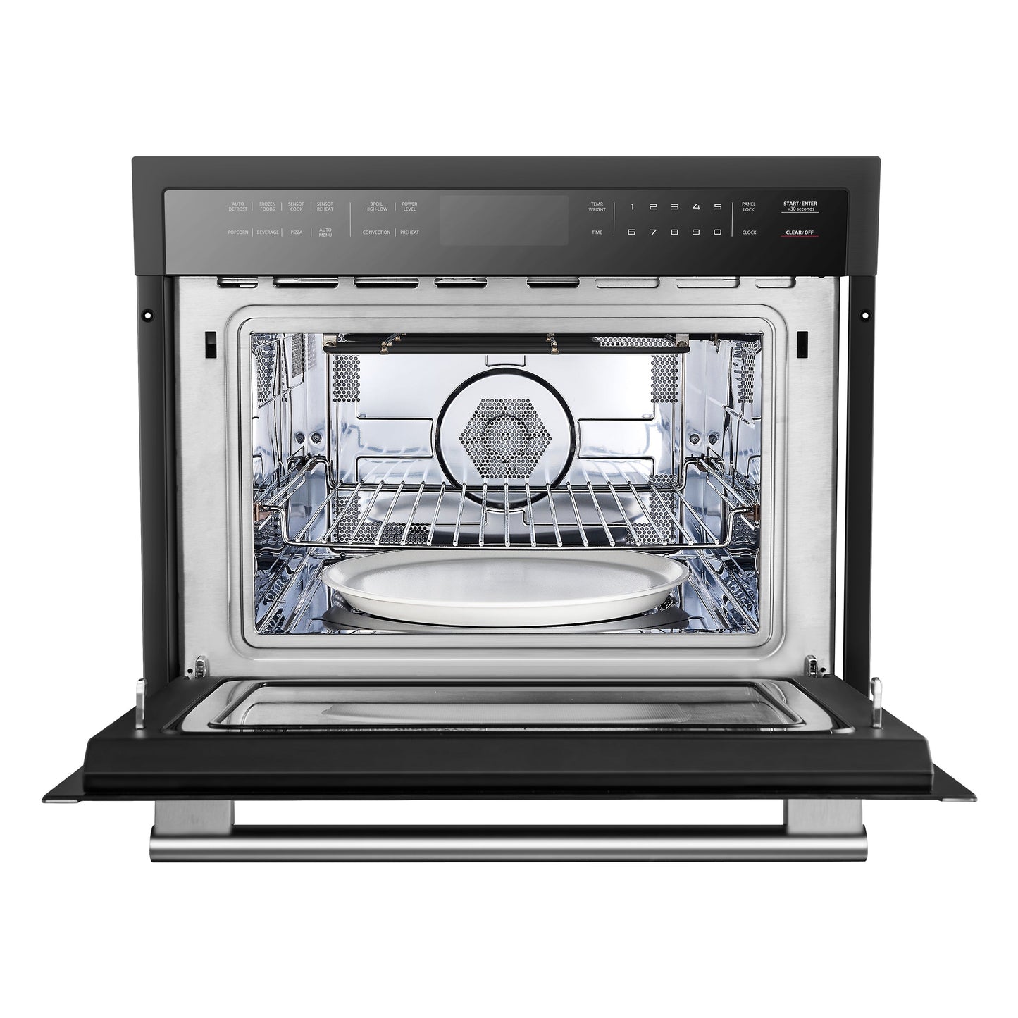 FORNO Oliena 24-Inch Built-In Microwave Drawer Oven, 1.6 cu. ft., Black with Stainless Steel Handle (FMWDR3093-24BLK)
