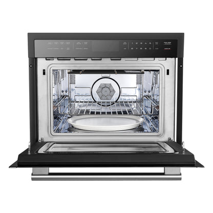 FORNO Oliena 24-Inch Built-In Microwave Drawer Oven, 1.6 cu. ft., Black with Stainless Steel Handle (FMWDR3093-24BLK)