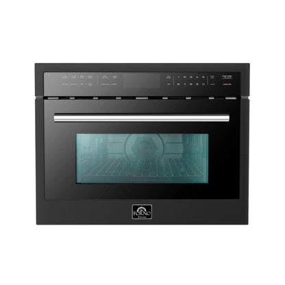 FORNO Oliena 24-Inch Built-In Microwave Drawer Oven, 1.6 cu. ft., Black with Stainless Steel Handle (FMWDR3093-24BLK)