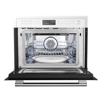 FORNO Oliena 24-Inch Built-In Microwave Drawer Oven, 1.6 cu. ft., White with Stainless Steel Handles (FMWDR3093-24WHT)