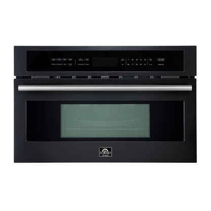 FORNO Oliena 30-Inch Built-In Microwave Oven, 1.6 Cu. Ft., Black with Stainless Steel Handles (Model FMWDR3093-30BLK)