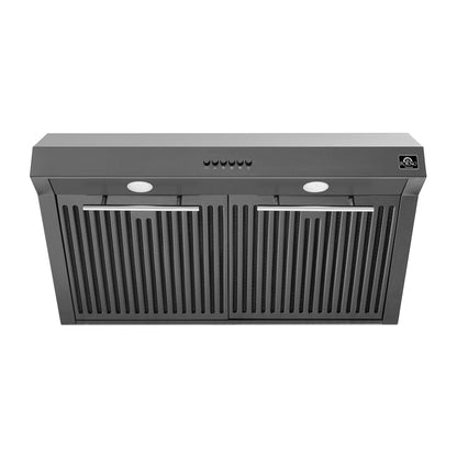 FORNO Espresso Package - 30" Electric Range and Range Hood in Black with Stainless Steel Handles, FBDL-002-02US